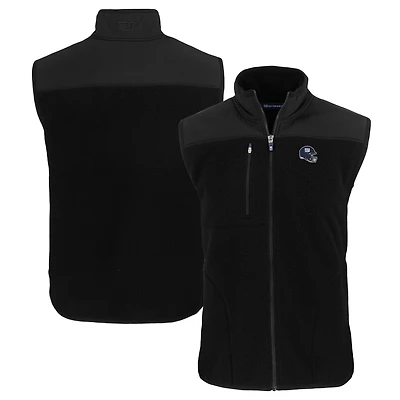 Men's Cutter & Buck  Black New York Giants Helmet Cascade Eco Sherpa Fleece Full-Zip Vest
