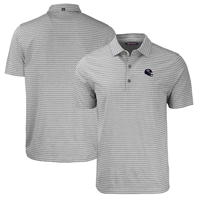 Men's Cutter & Buck  Heather Gray Chicago Bears Helmet Forge Eco Heather Stripe Stretch Recycled Polo