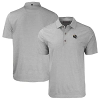 Men's Cutter & Buck  Heather Gray Jacksonville Jaguars Helmet Forge Eco Heather Stripe Stretch Recycled Polo