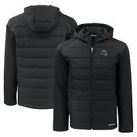 Men's Cutter & Buck New York Jets Helmet Evoke Hybrid Eco Softshell Recycled Full-Zip Hoodie Jacket