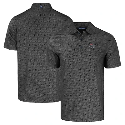 Men's Cutter & Buck  Black Tampa Bay Buccaneers Helmet Pike Eco Pebble Print Stretch Recycled Polo