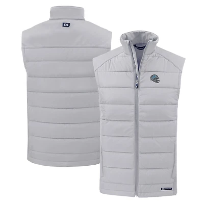 Men's Cutter & Buck Gray Detroit Lions Helmet Evoke Hybrid Eco Softshell Recycled Full-Zip Vest