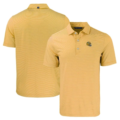 Men's Cutter & Buck  Gold/White Green Bay Packers Helmet Forge Eco Double Stripe Stretch Recycled Polo