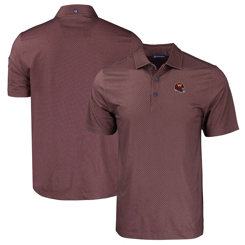 Men's Cutter & Buck Burgundy Washington Commanders Helmet Big & Tall Pike Eco Tonal Geo Print Stretch Recycled Polo