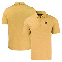 Men's Cutter & Buck  Gold/White Kansas City Chiefs Helmet Forge Eco Double Stripe Stretch Recycled Polo