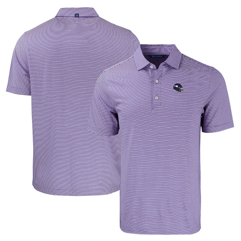 Men's Cutter & Buck  Purple/Purple Minnesota Vikings Helmet Forge Eco Double Stripe Stretch Recycled Polo