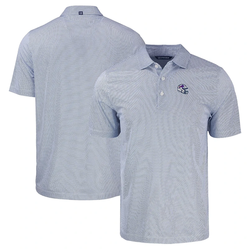 Men's Cutter & Buck  White/Royal Buffalo Bills Helmet Big & Tall Pike Eco Symmetry Print Stretch Recycled Polo
