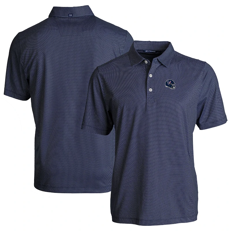 Men's Cutter & Buck  Navy/White Houston Texans Helmet Big & Tall Pike Eco Symmetry Print Stretch Recycled Polo