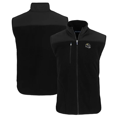 Men's Cutter & Buck  Black Jacksonville Jaguars Helmet Big & Tall Cascade Eco Sherpa Fleece Full-Zip Vest