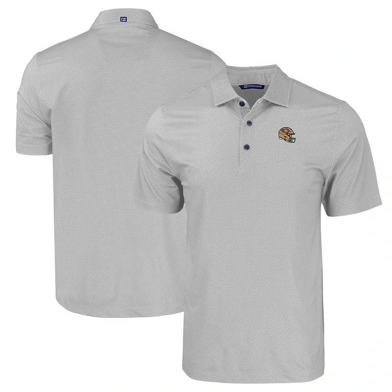 Men's Cutter & Buck  Gray San Francisco 49ers Helmet Big & Tall Pike Eco Tonal Geo Print Stretch Recycled Polo