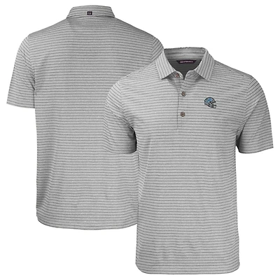 Men's Cutter & Buck  Heather Gray Detroit Lions Helmet Big & Tall Forge Eco Heather Stripe Stretch Recycled Polo