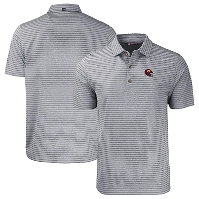 Men's Cutter & Buck  Heather Black Washington Commanders Helmet Big & Tall Forge Eco Heather Stripe Stretch Recycled Polo