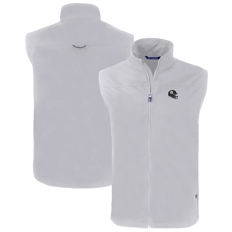 Men's Cutter & Buck  Gray Pittsburgh Steelers Helmet Big & Tall Charter Eco Full-Zip Vest
