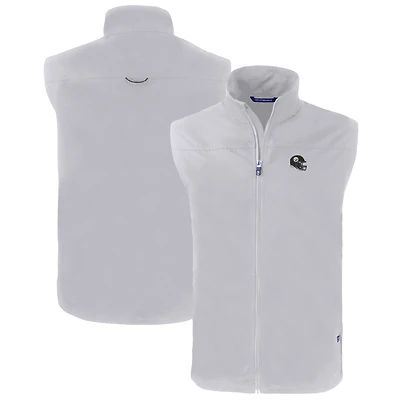 Men's Cutter & Buck  Gray Pittsburgh Steelers Helmet Big & Tall Charter Eco Full-Zip Vest