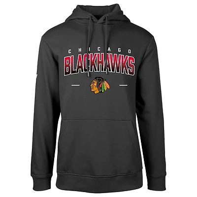 Men's Levelwear  Black Chicago Blackhawks Podium Fleece Pullover Hoodie