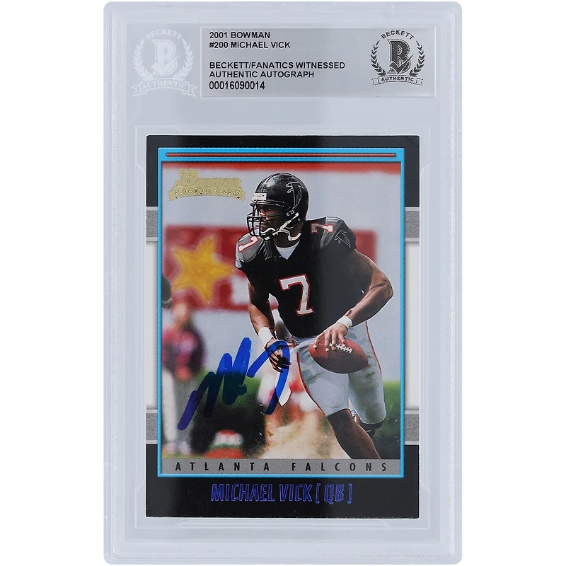 Michael Vick Atlanta Falcons Autographed 2001 Bowman Series 1 #200 Beckett Fanatics Witnessed Authenticated Rookie Card