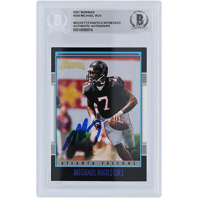 Michael Vick Atlanta Falcons Autographed 2001 Bowman Series 1 #200 Beckett Fanatics Witnessed Authenticated Rookie Card