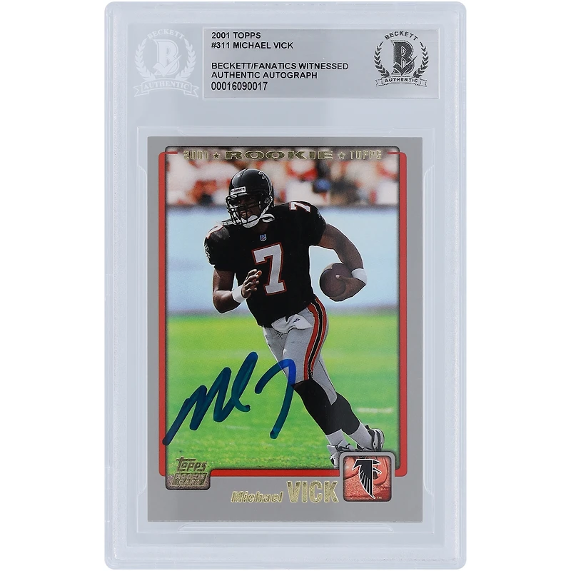 Michael Vick Atlanta Falcons Autographed 2001 Topps #311 Beckett Fanatics Witnessed Authenticated Rookie Card