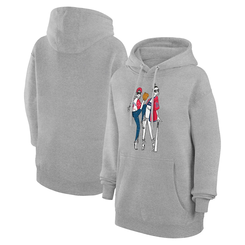 Women's G-III 4Her by Carl Banks  Heather Gray Boston Red Sox Baseball Girls Fleece Pullover Hoodie