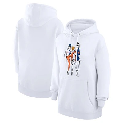Women's G-III 4Her by Carl Banks  White New York Mets Baseball Girls Fleece Pullover Hoodie