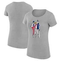 Women's G-III 4Her by Carl Banks Heather Gray Chicago Cubs Super-Slim Fit Lightweight Baseball Girls T-Shirt