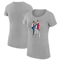 Women's G-III 4Her by Carl Banks Heather Gray Los Angeles Angels Super-Slim Fit Lightweight Baseball Girls T-Shirt