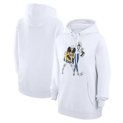 Women's G-III 4Her by Carl Banks  White Buffalo Sabres Hockey Girls Fleece Pullover Hoodie