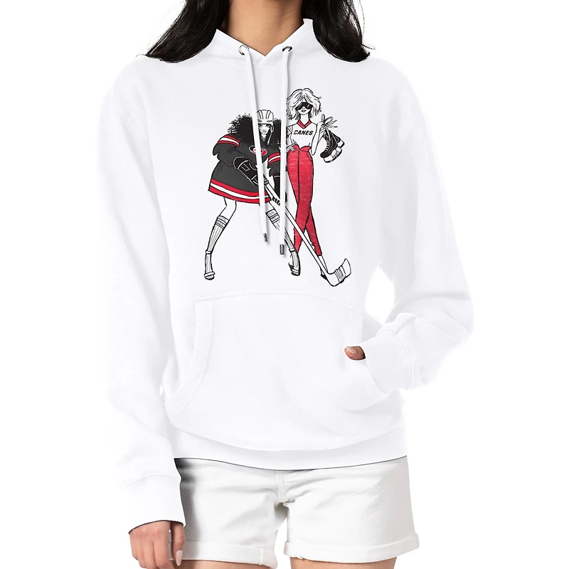 Women's G-III 4Her by Carl Banks  White Carolina Hurricanes Hockey Girls Fleece Pullover Hoodie