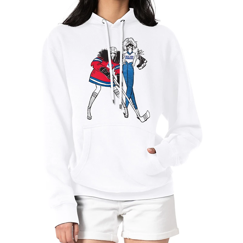 Women's G-III 4Her by Carl Banks White New York Rangers Hockey Girls Fleece Pullover Hoodie
