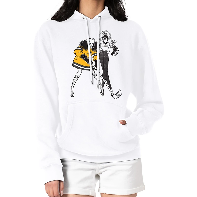 Women's G-III 4Her by Carl Banks  White Pittsburgh Penguins Hockey Girls Fleece Pullover Hoodie