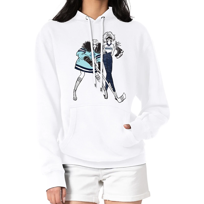 Women's G-III 4Her by Carl Banks White Seattle Kraken Hockey Girls Fleece Pullover Hoodie