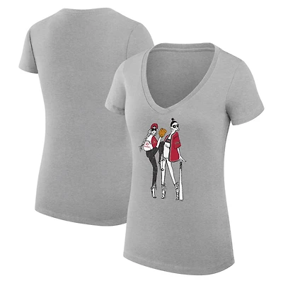 Women's G-III 4Her by Carl Banks Heather Gray Arizona Diamondbacks Super-Slim Fit Lightweight Baseball V-Neck T-Shirt