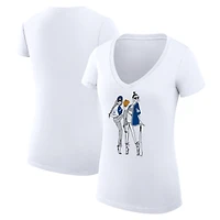 Women's G-III 4Her by Carl Banks White Los Angeles Dodgers Super-Slim Fit Lightweight Baseball V-Neck T-Shirt