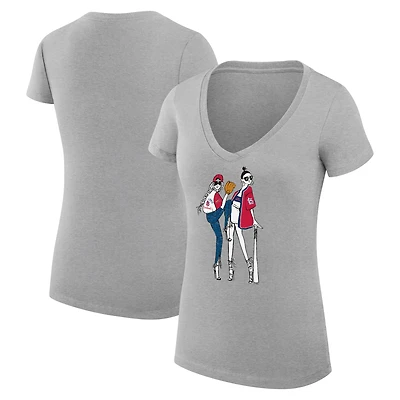 Women's G-III 4Her by Carl Banks Heather Gray St. Louis Cardinals Super-Slim Fit Lightweight Baseball V-Neck T-Shirt