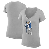 Women's G-III 4Her by Carl Banks Heather Gray Toronto Blue Jays Super-Slim Fit Lightweight Baseball V-Neck T-Shirt