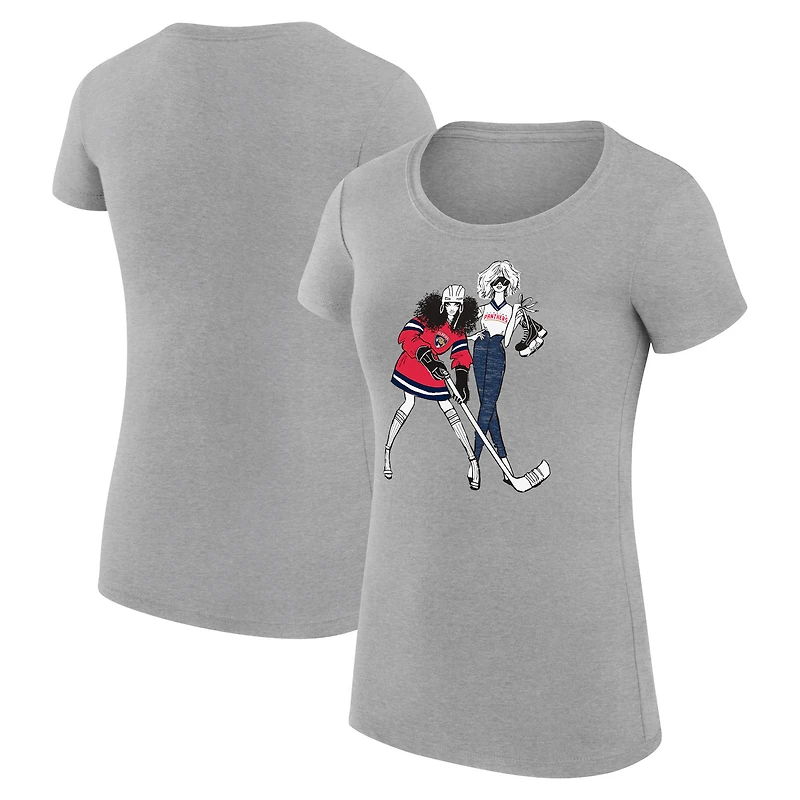 Women's G-III 4Her by Carl Banks Heather Gray Florida Panthers Super-Slim Fit Lightweight Hockey Girls T-Shirt