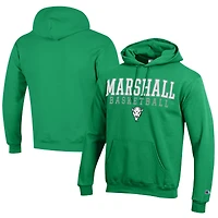 Men's Champion  Kelly Green Marshall Thundering Herd Stacked Logo Basketball Eco Powerblend Pullover Hoodie