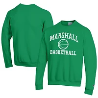 Men's Champion  Kelly Green Marshall Thundering Herd Icon Logo Basketball Eco Powerblend Pullover Sweatshirt