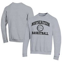 Men's Champion  Gray Northeastern Huskies Icon Logo Basketball Eco Powerblend Pullover Sweatshirt