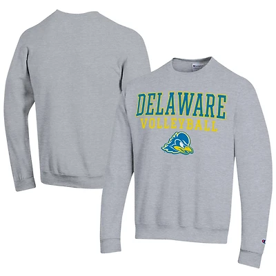 Men's Champion  Gray Delaware Fightin' Blue Hens Stacked Logo Volleyball Eco Powerblend Pullover Sweatshirt