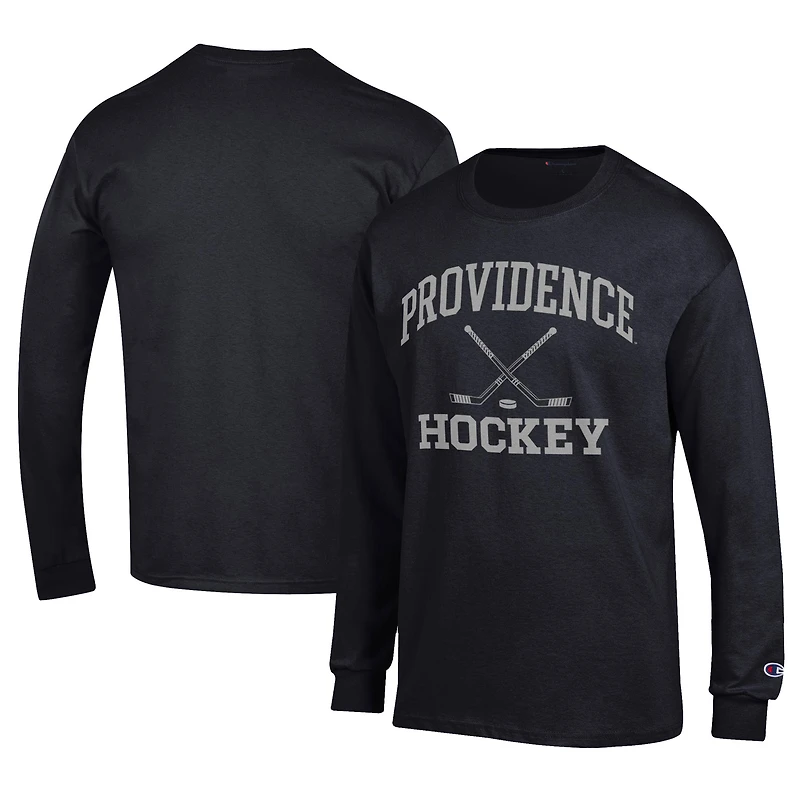 Men's Champion Black Providence Friars Icon Logo Hockey Jersey Long Sleeve T-Shirt