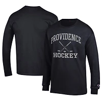 Men's Champion Black Providence Friars Icon Logo Hockey Jersey Long Sleeve T-Shirt