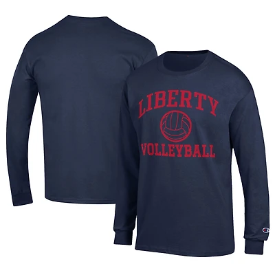 Men's Champion  Navy Liberty Flames Stacked Logo Volleyball Jersey Long Sleeve T-Shirt