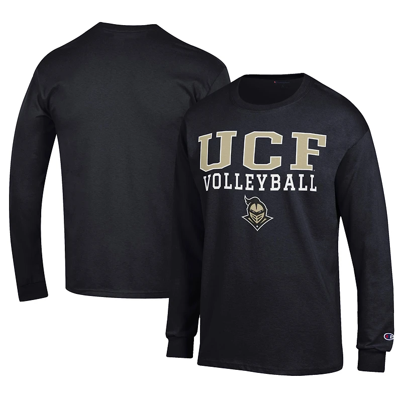 Men's Champion Black UCF Knights Stacked Logo Volleyball Jersey Long Sleeve T-Shirt