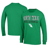 Men's Champion  Kelly Green North Texas Mean Green Stacked Logo Volleyball Jersey Long Sleeve T-Shirt