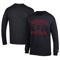 Men's Champion  Black Temple Owls Icon Logo Basketball Jersey Long Sleeve T-Shirt