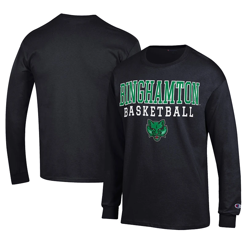 Men's Champion  Black Binghamton Bearcats Icon Logo Basketball Jersey Long Sleeve T-Shirt