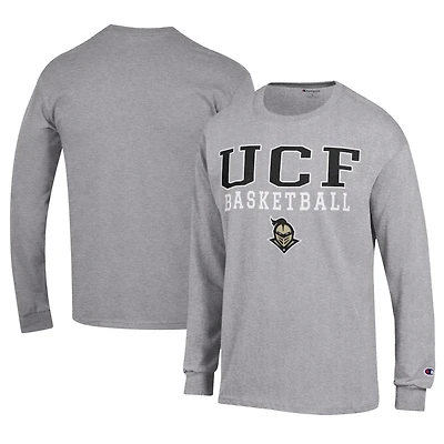 Men's Champion  Gray UCF Knights Icon Logo Basketball Jersey Long Sleeve T-Shirt