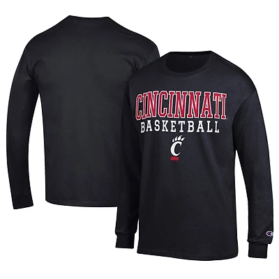 Men's Champion  Black Cincinnati Bearcats Icon Logo Basketball Jersey Long Sleeve T-Shirt