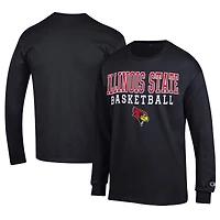 Men's Champion  Black Illinois State Redbirds Icon Logo Basketball Jersey Long Sleeve T-Shirt
